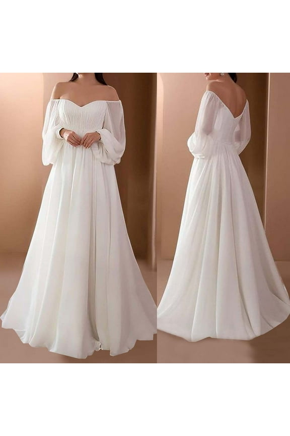 Wedding Dresses for Bride 2024 One Shoulder Long Sleeve Lace Petite/Plus Size Bridal Gowns for Civil Wedding for Beach Wedding