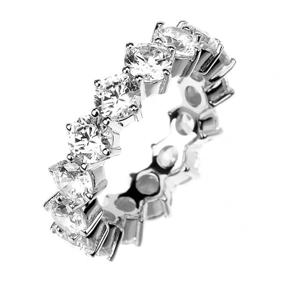 Wedding ETERNITY RING 6mm Band Signity CZ Rhodium over Sterling Silver (SIZE: 5)