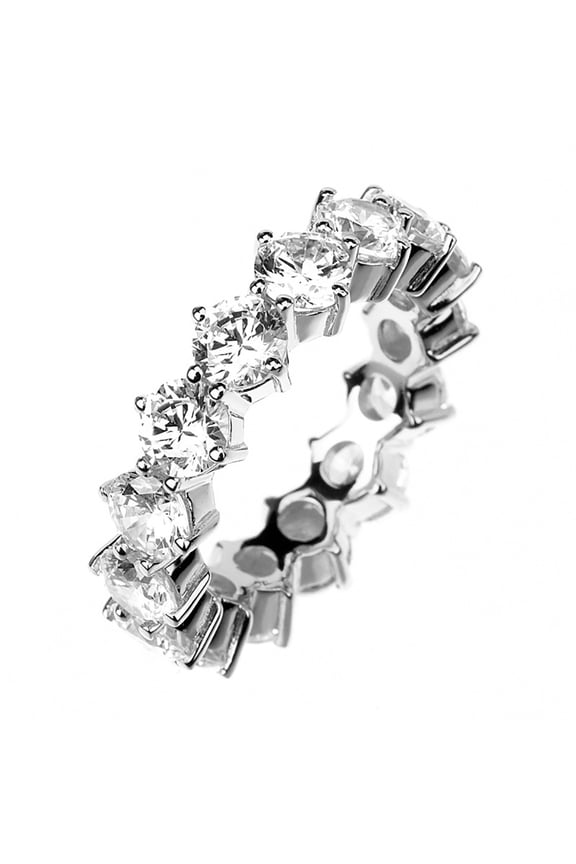 Wedding ETERNITY RING 6mm Band Signity CZ Rhodium over Sterling Silver (SIZE: 5)