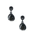 thumbnail image 1 of Wedding Earrings Black Jet Rhinestone Pear Shape Rhodium Plated DangleEarrings, 1 of 1