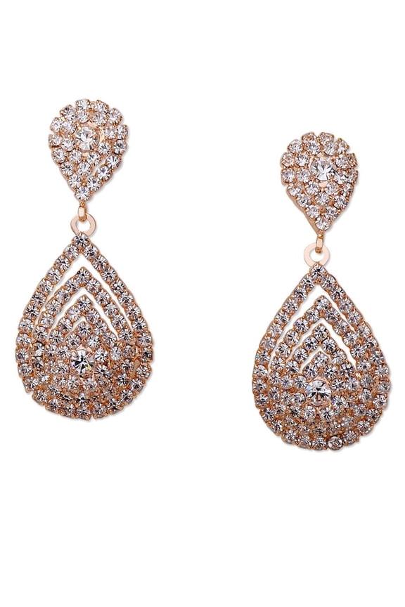 Wedding Earrings Rose Gold Plating Teardrop Dangle Earrings