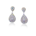 thumbnail image 1 of Wedding Earrings Silver Aurora Borealis Rhinestone Teardrop Formation Dangle Earrings, 1 of 1