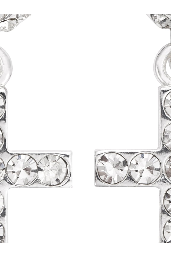 Wedding Earrings Silver Crystal Cross Tear Drop Earrings