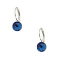 thumbnail image 1 of Wedding Earrings Silver Sapphire Round Leverback Earrings, 1 of 1