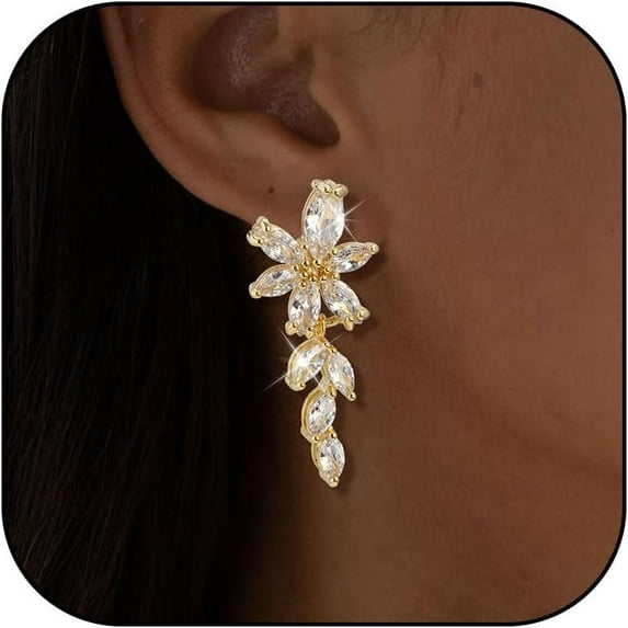 Wedding Earrings for Brides Pearl Bridal Earrings with Cubic Zirconia Crystal Pearl Drop Earrings for Brides Bridesmaids Prom Party Jewelry Gifts