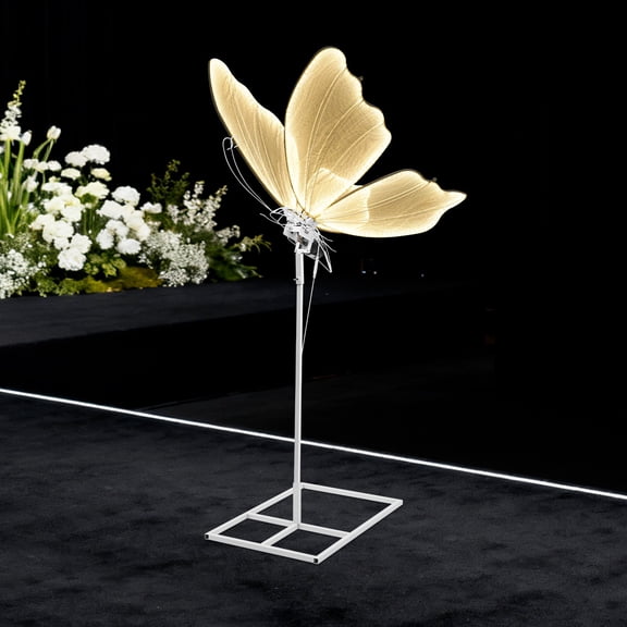 Wedding Electric Butterfly Floor Lamp Giant Moving LED Butterflies Decoration Silver（Warm Light）