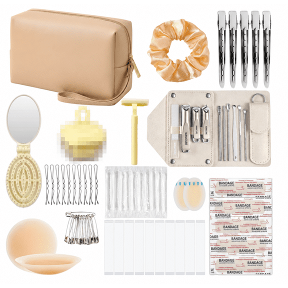 Wedding Emergency Kit, 60+ Piece Bride Emergency Kit with PU Leather Bag, Bridal Emergency Supplies for Wedding, Bridal Shower Gift & Wedding Essentials
