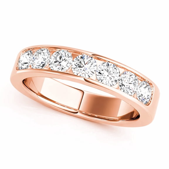 KohinoorGems 0.15 Carat Lab Grown Diamond Wedding Band Ring for Women 14K Rose Gold Channel Set, Promise Ring Gift for Her