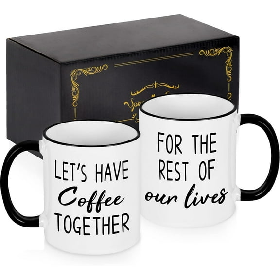 Wedding Engagement Newlywed Gifts for Couples, His and Hers Mr and Mrs Gifts, Bridal Shower Gift, Let's Have Coffee Together for the Rest of Our Lives Coffee Mugs Set,11 Oz