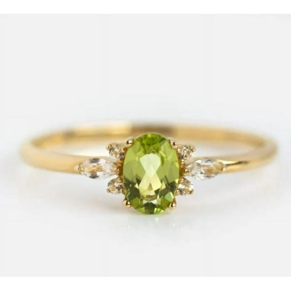 Wedding Engagement Peridot Eternity Band Ring Dainty Anniversary Gift 925 Sterling Silver Yellow Gold Plated Gemstone Jewelry For Women Gift By KIRAN FINE JEWELS