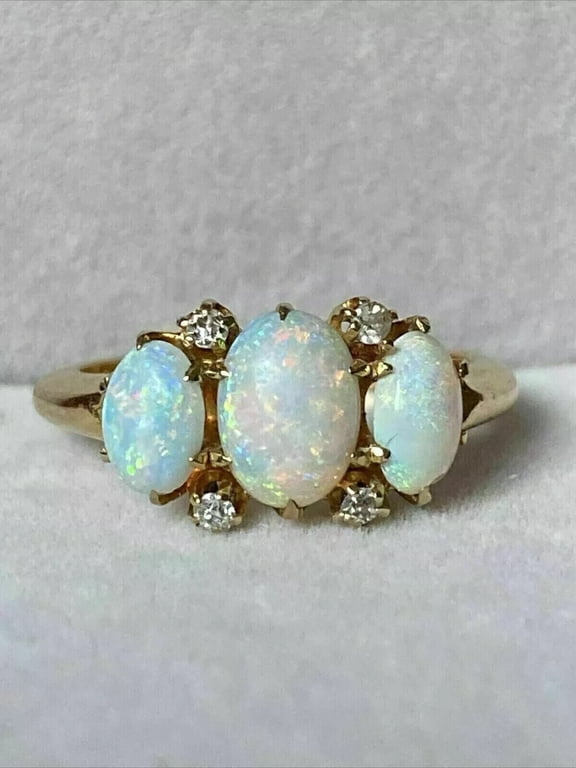 Wedding Engagement Ring 3.20Ct Lab Created Oval Cut Fire Opal 14K Yellow Gold Plated