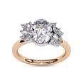 thumbnail image 1 of Wedding Engagement Rings For Women |  Center 8x6mm Oval Cut Lab Created Moissanite Solitaire Cluster Style Promis Ring in 10K Solid Rose Gold, Ring Size 4, 1 of 6