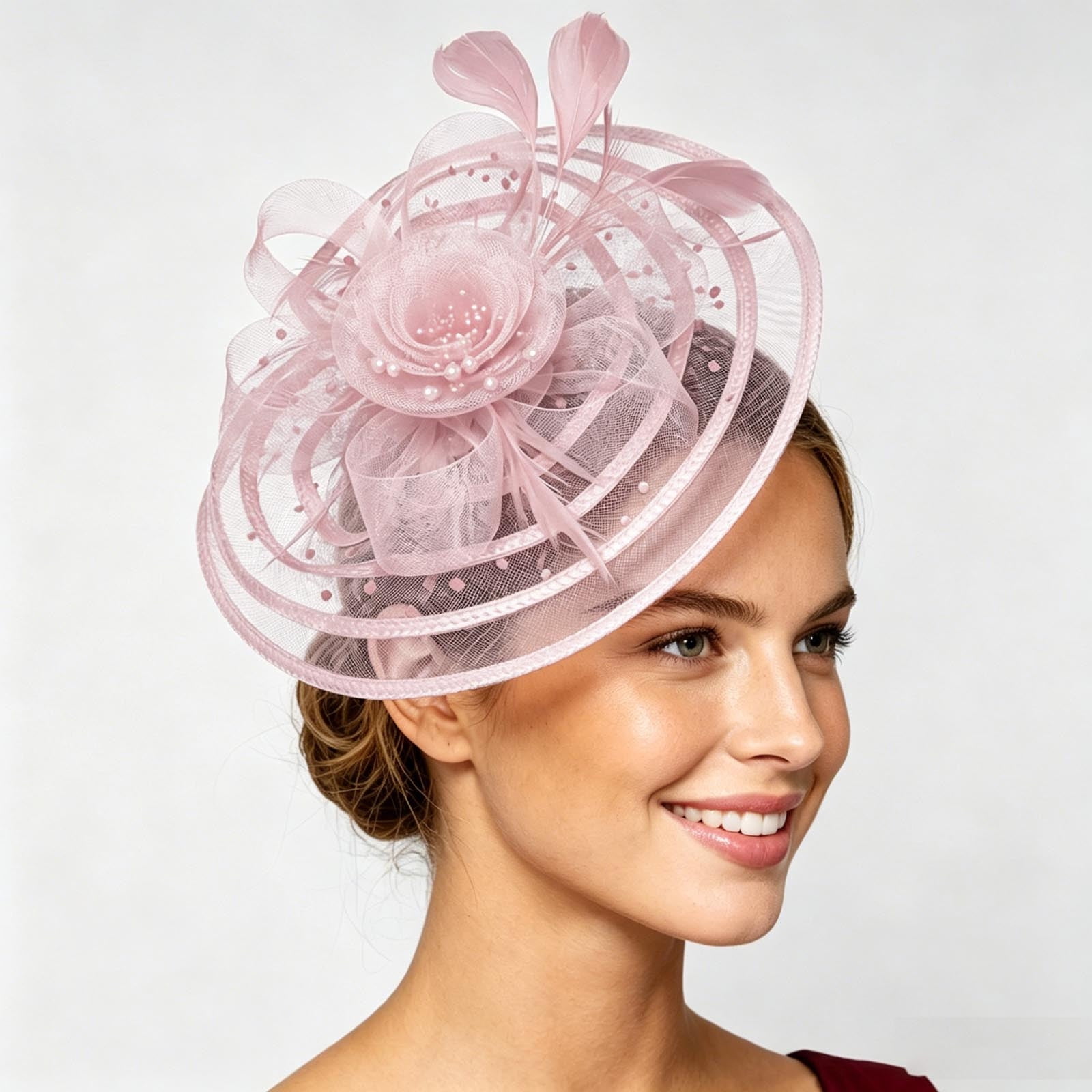 fascinator for pink dress Bespoke pink bridal shower outfits by Yvonne Yvette Designs