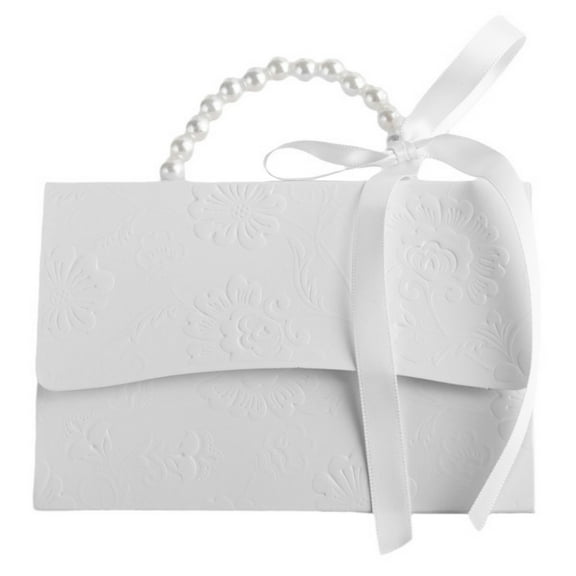 Wedding Favor Boxes,Paper Gift Boxes with Ribbon Pearls Handbag Chocolate Treat Gift Boxes for Birthday Wedding Party