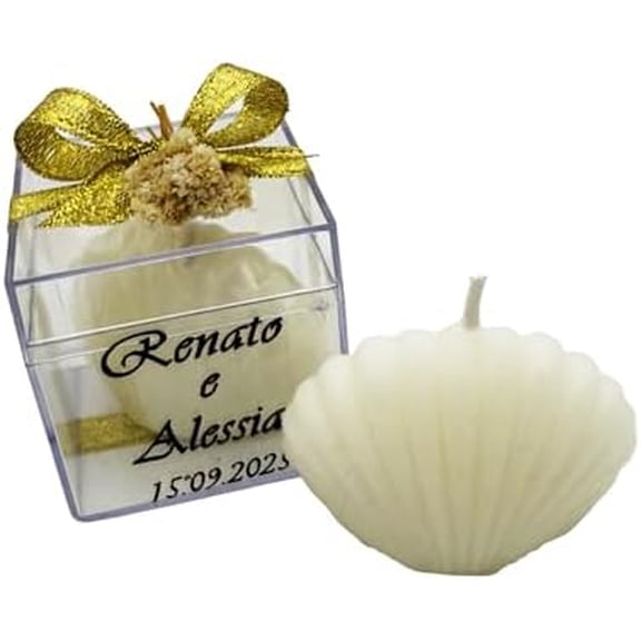 Wedding Favor Guest Bulk, 50 Set of White Seashell Shaped Candle Party Favors, Bridal Shower Favor for Beach Party Gifts, Baby Shower Favors for Baptism Favors$$Home Decor, Kitchen, & Other