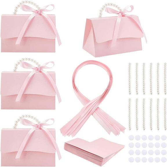 Wedding Favors Box DIY Set including 1Sheet Craft Papar 1Pc Ribbon 1Pc Beaded Handle 2 Pairs Round Hook Loop Aquamarine 12.7~51.3x0.95~15.2x0.02~0.2cm