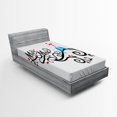 thumbnail image 1 of Ambesonne Romance Fitted Sheet, Mr. Mrs. Birds Branch, Twin Size, Red Blue Black, 1 of 2