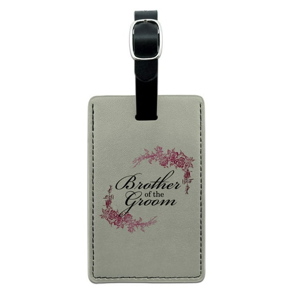 Wedding Floral Brother Of The Groom Rectangle Leather Luggage Card Suitcase Carry-On ID Tag