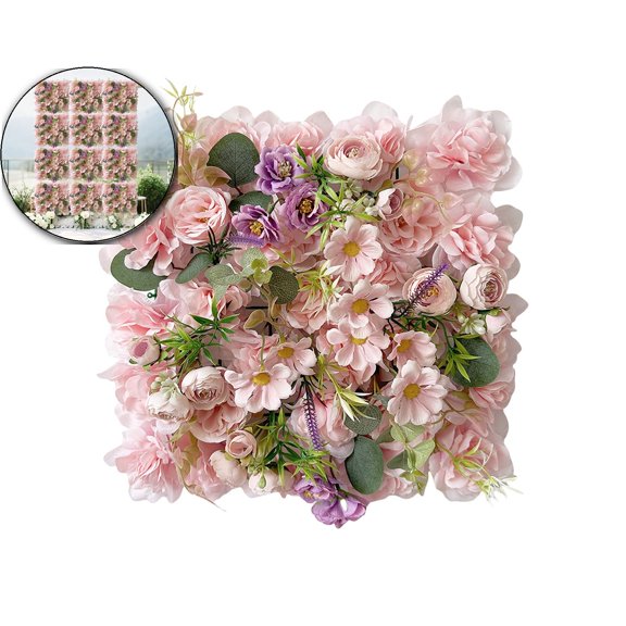 Wedding Flower Backdrop, Fabric Flowers Wall Backdrop, Artificial Flower Wall for Wedding Decoration, Plastic, 13.7x13.7 Inch