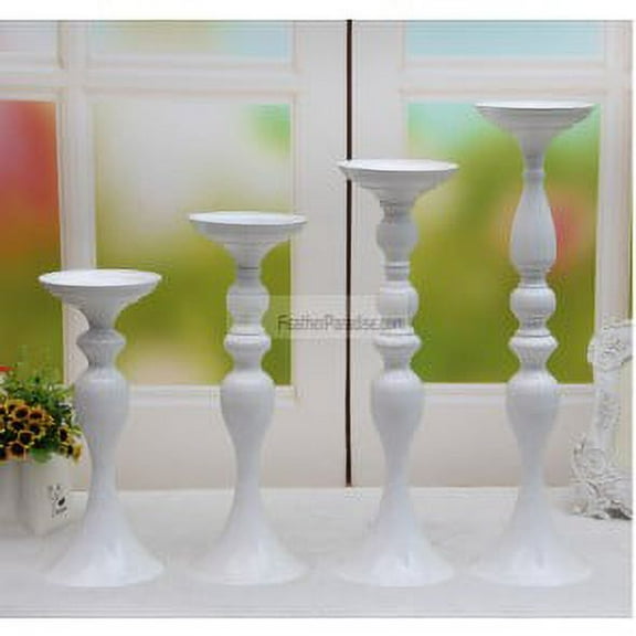 Wedding Flower Ball Stand Floral Stand Pillar Candle Holder Feather Ball Centerpiece Stand - White 12 inches - 1 Piece