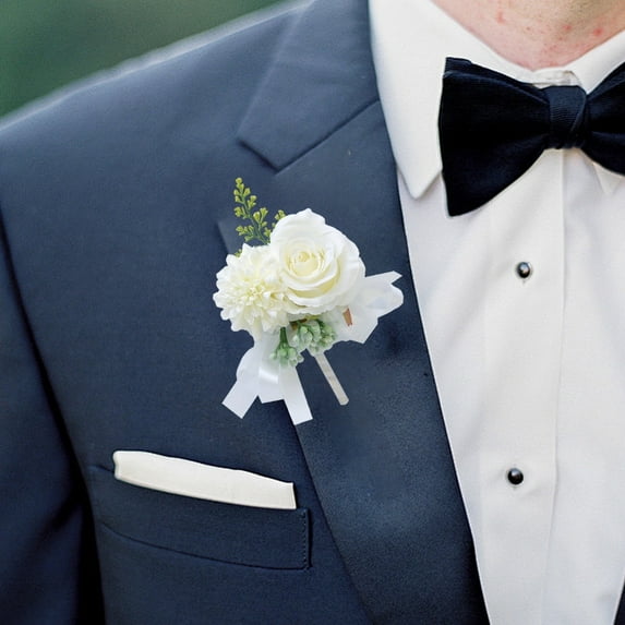 Wedding Flower Brooch Pin | Artificial Rose & Carnation Corsage | Multicolor Floral Breastpin for Groom & Bridal Party | 5.9x4.7 in | Handcrafted Elegant Decoration for Formal Events