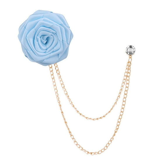 Wedding Flower Fabric Rose Brooches Chain Men Suit Collar Brooch Broche Lapel Pin Brooches Jewelry Accessories