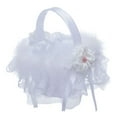 thumbnail image 1 of Wedding Flower Girl Basket Fairy Lace Collection Flower Basket with Rhinestone Decor White Stain Baskets for Wedding Ceremony Party, 1 of 3