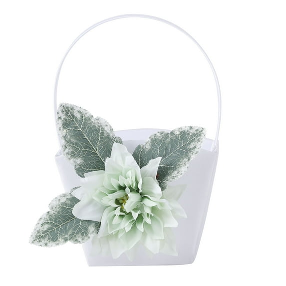 Wedding Flower Girl Basket Flower Basket Handle Candy Storage Basket for Vintage Wedding Ceremony Photography Props Woven Flower Basket 22×13cm Decoration Plastic + Cloth Souvenir Wedding Supplies