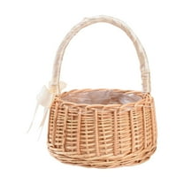 Wedding Flower Girl Basket Party Woven Portable Home Decor Willow Basket With Handle