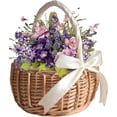 thumbnail image 1 of Wedding Flower Girl Basket, Wicker Rattan Flower Basket with Handle, Petal Basket Candy Storage Basket, Rattan Box Home Decoration, 1 of 8