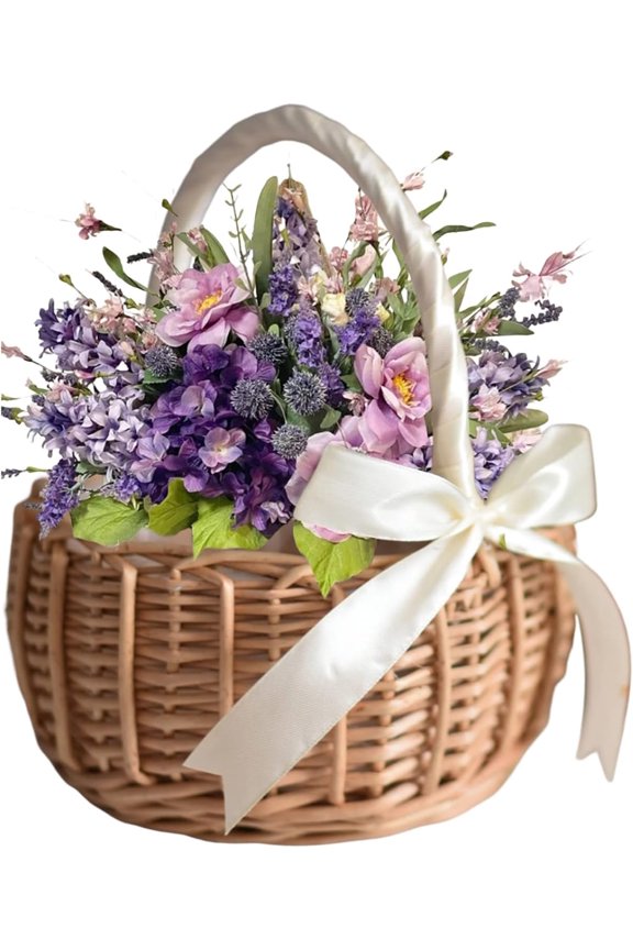 Wedding Flower Girl Basket, Wicker Rattan Flower Basket with Handle, Petal Basket Candy Storage Basket, Rattan Box Home Decoration