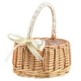 thumbnail image 1 of Wedding Flower Girl Baskets, White Ribbon Rattan Flower Basket Handwoven Easter Basket with Handle Straw Beach Bags Purse Wicker Tote for Candy Garden Home(L), 1 of 7