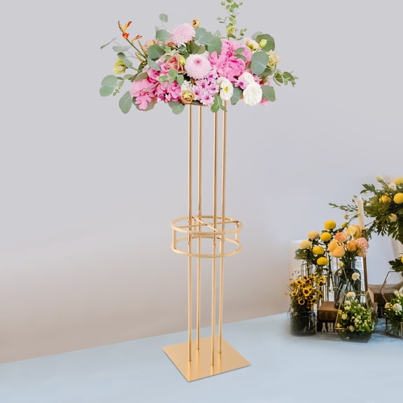 Wedding Flower Stand, 2-Tier Design with 19.68in and 11.81in Platforms, Sturdy Square Base for Romantic Ceremonies