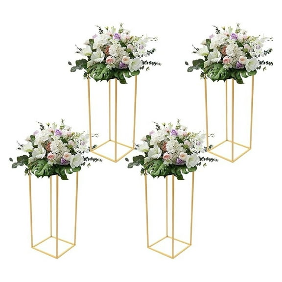 Wedding Flower Stands 4 Pack, 24 Inch Tall Metal Vase Centerpieces, Geometric Column Stands for Table Decor, Home Party Wedding Decorations, Easy Assembly