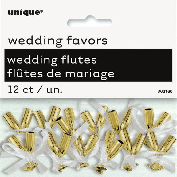Wedding Flutes 12/Pkg-Gold, Pk 6, Unique Industries