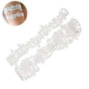 SEPELA Wedding Garters for Bride Stretch Lace Bridal Garter Sets Leg Wedding Garter,White