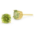thumbnail image 1 of Wedding Gift 2Ct 14K Yellow Gold Plated Green Peridot Round Shape Gift Stud Earrings Push Back, 1 of 1