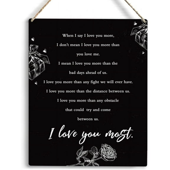 Wedding Gift Decoration When I Say I Love You More Wooden Tag Couple Gift Romantic Bedroom Decoration Wedding Logo Romantic Decoration 8x10 Inch