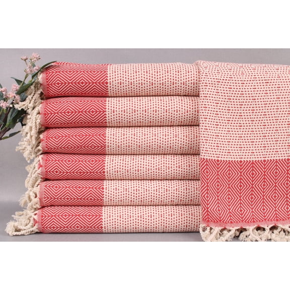 Wedding Gift Towels, Hanging Kitchen Towel, Red Towel, Diamond Towel, 18x36 Inches Turkish Towel, Tea Towel, Camping Towel,