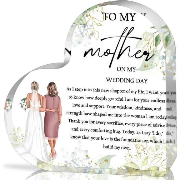 Wedding Gifts, Mother of the Bride Gift from Daughter, Mother of Bride Gifts for Wedding Day, Wedding Gift for Mom, Mother of Bride Gift, Wedding Heart Shape Acrylic Plaque Gifts