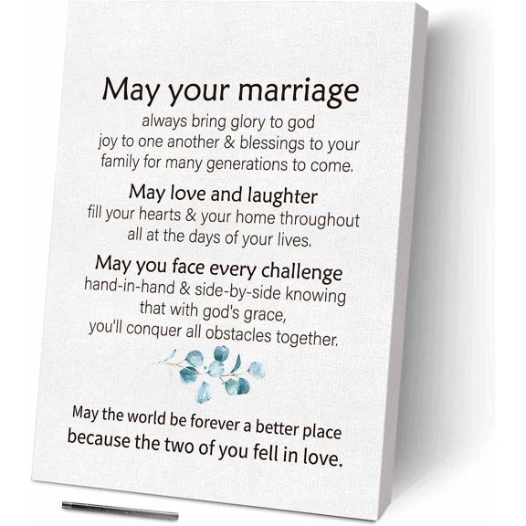 Wedding Gifts for Newlyweds - Marriage Blessings Quotes Wall Decor - Just Married Gifts, Engagement Gifts for Couples Newly Engaged Unique, Gifts for Couple Wedding Anniversary