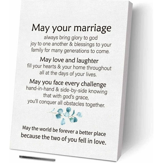 Wedding Gifts for Newlyweds - Marriage Blessings Quotes Wall Decor - Just Married Gifts, Engagement Gifts for Couples Newly Engaged Unique, Gifts for Couple Wedding Anniversary