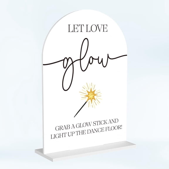 Wedding Glow Sticks Light Up Sticks Sign for Reception Acrylic Arch Dance Floor Props Table Decor Signs for Wedding Bridal Shower 7 x 5 Inches