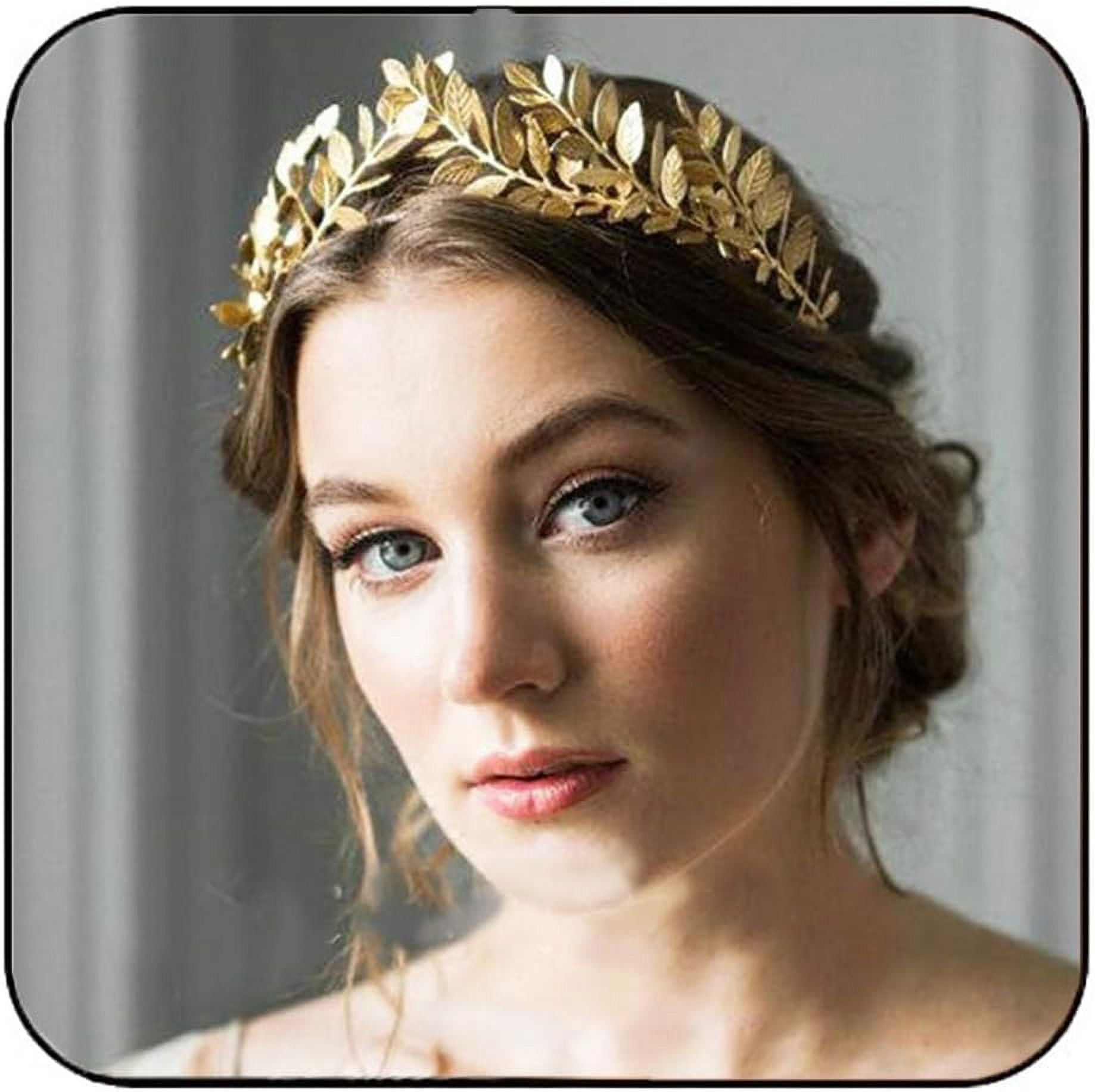 Gold Leaves Crown, Rhinestone Chain Fringe Falls, Headdress, Greek Goddess Amazon.com: 7pcs Goddess Leaf Headband, Greek Goddess Bridal  main image 2
