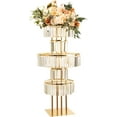 thumbnail image 1 of Wedding Gold Vases Centerpieces Crystal Flower Stand with Hanging Crystals, 5 Tier Round Chandelier Pedestal Stand for Wedding Road Lead T Stage Flower Arrangement Decoration, 1 of 5