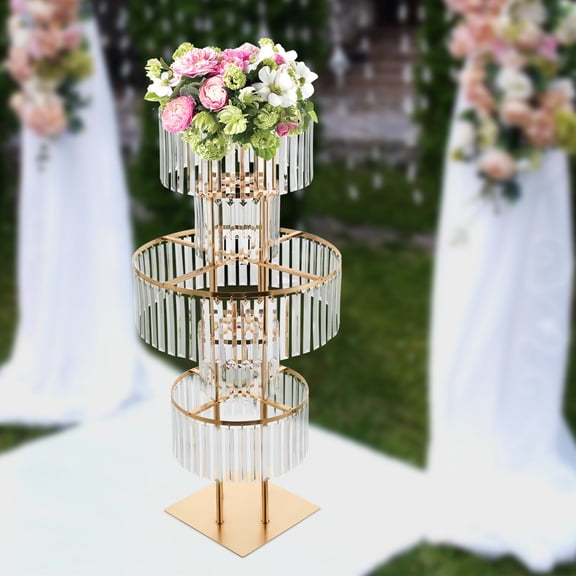 Wedding Gold Vases Centerpieces Luxurious Crystal Flower Stand 5 Tier for Party, Birthday, Coffee Shop