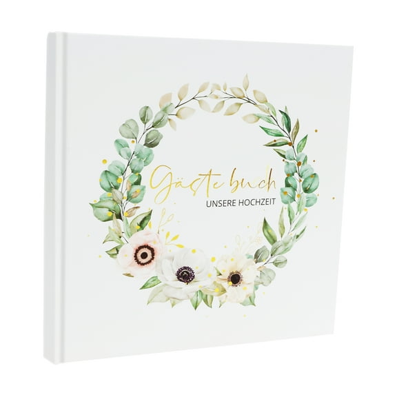 Wedding Guest Book 120 Pages Elegant Flower Pattern Wedding Sign Book Hard Cover Personalized Guest Signature Album for Party Reception Engagement