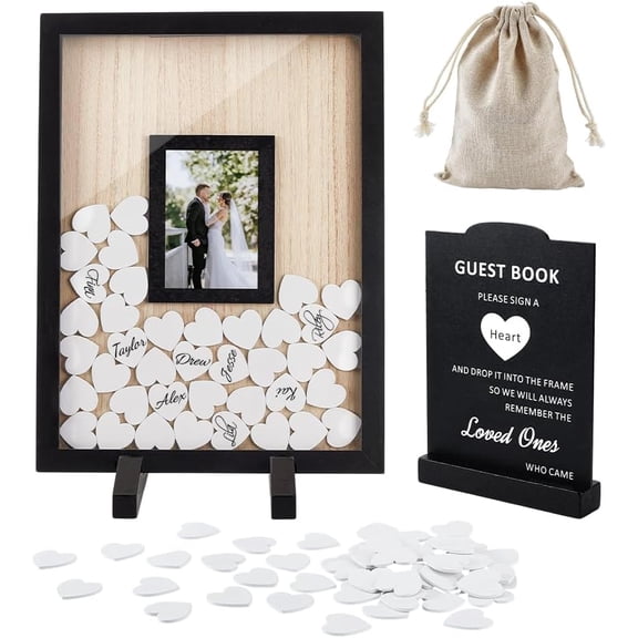 Wedding Guest Book Alternative Wedding Heart Guest Book Drop Box with Picture Frame Rustic Guests Books Weddings Reception Sign