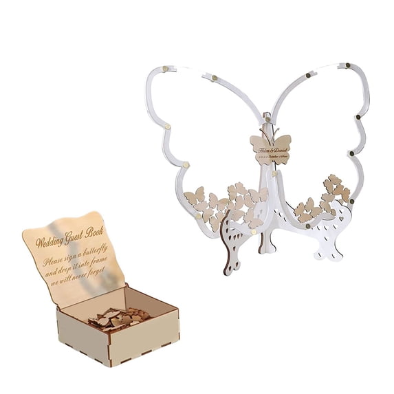 Wedding Guest Book Butterfly Frame with Small Butterflys Reception Decorations Acrylic White Wedding Guest Book Alternativey Family Supply-60