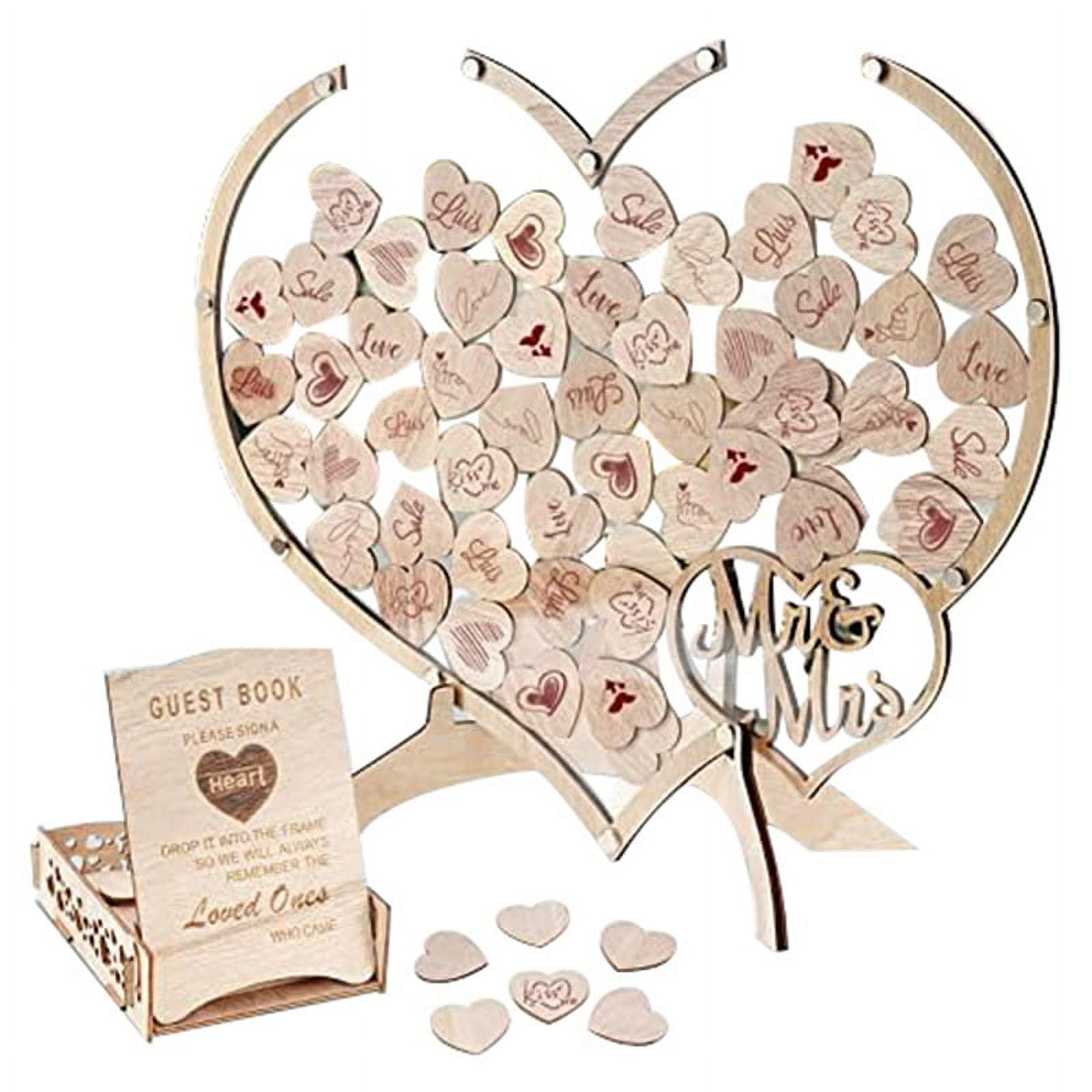 Wedding Guest Book, Guest Book with Wooden Heart Drop Box Wedding Party